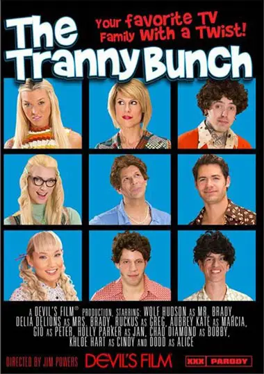 The Tranny Bunch trans porn download is here. This 2015 Devil's Film parody stars Holly Parker and Khloe Hart in a wild and sexy family-style hit.